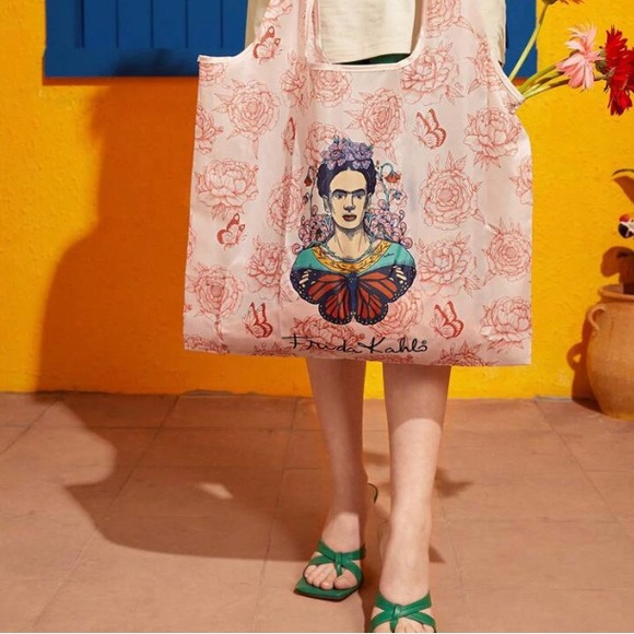 Handbags - New Frida Kahlo Pink Large Shopper Bag Polyester Double Handle w Pouch